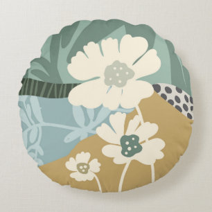 Coussins Ronds Blocs de couleurs Cosmos Fleurs Silhouettes Modern