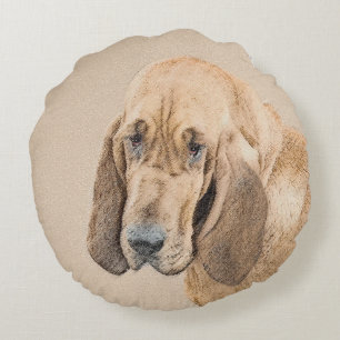 Coussins Ronds Bloodhound Peinture - Joli chien d'origine art