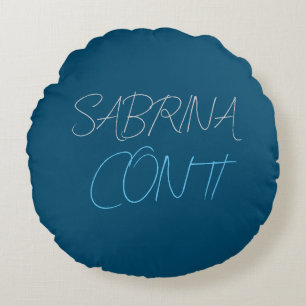 Coussins Ronds Blue Ajouter Nom Moderne Minimaliste Plain