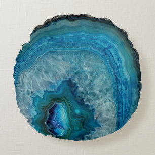 Coussins Ronds Blue Geode Rock Mineral Agate Crystal Image