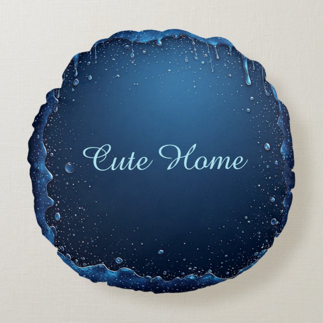 Coussins Ronds Blue Personalized Name Custom Gift (Devant)