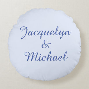 Coussins Ronds Blue Plain Élégant Moderne Calligraphie Nom