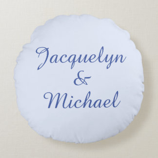 Coussins Ronds Blue Plain Élégant Moderne Calligraphie Nom