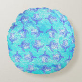 Coussins Ronds Blue Sea Turtle Print (Devant)