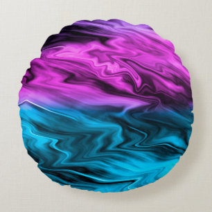 Coussins Ronds Blurred arrière - plan à la mode pourpre et bleu