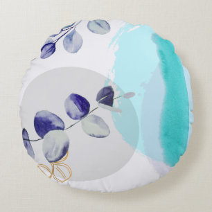Coussins Ronds Boho botanique cyan violet