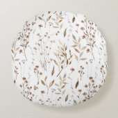 Coussins Ronds Boho Brown Floral Botanique Motif nature (Devant)