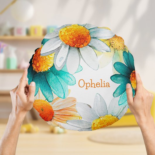 Coussins Ronds Boho Chic Fleurs sauvages Daisies Motif Nursery