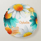 Coussins Ronds Boho Chic Fleurs sauvages Daisies Motif Nursery (Devant)