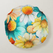 Coussins Ronds Boho Chic Fleurs sauvages Daisies Motif Nursery (Dos)