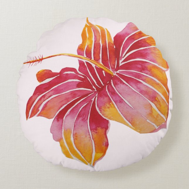 Coussins Ronds Boho Chic Hawaiian Flower Cotton Jeu d'oreiller (Devant)