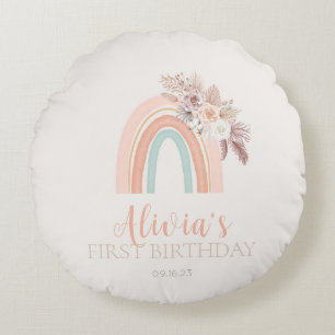 Coussins Ronds Boho Rainbow Watercolor Premier anniversaire