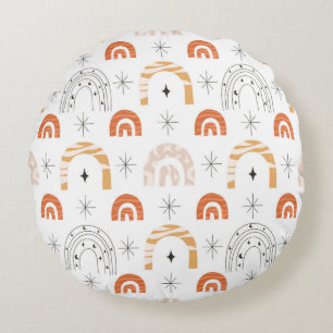 Coussins Ronds Boho rétro arc-en-ciel art lune étoiles