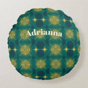 Coussins Ronds Boho Sun Moon Stars Baby Turquoise Jaune Personnal