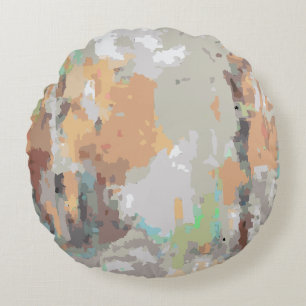 Coussins Ronds Boho vintage rustique, orange taupe, marron, gris