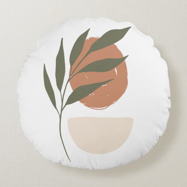 Coussins Ronds Boho Zen minimaliste Botanique (Devant)