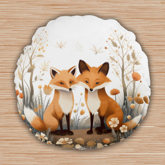 Coussins Ronds Bois Animaux Renards Pépinière Enfants Décor Chamb