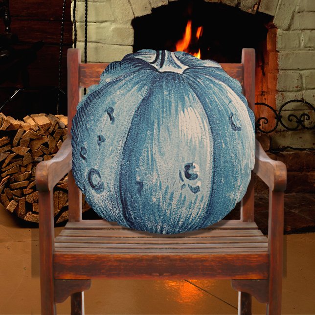 Coussins Ronds Bois gris mou automne Citrouille bleu automne (Créateur téléchargé)