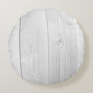 Coussins Ronds Bois peint blanc texture brillante