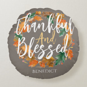 Coussins Ronds Bon thanksgiving simple mou Citrouille automne