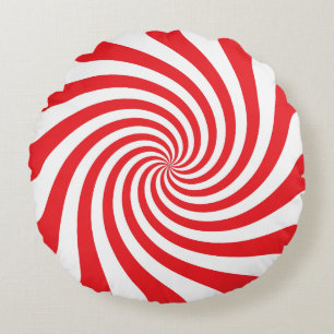 Coussins Ronds Bonbons de Noël rouges et blancs