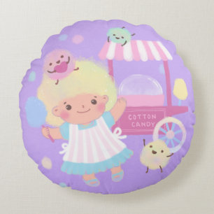 Coussins Ronds Bonbons en coton fille avec des monstres doux en l