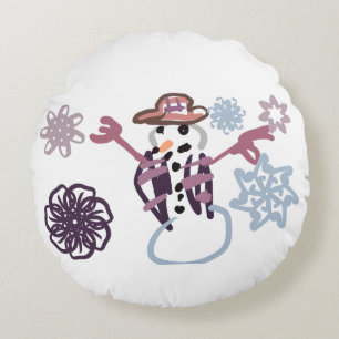Coussins Ronds Bonhomme de neige  joie  gentil 