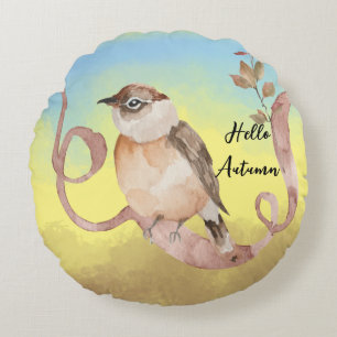 Coussins Ronds Bonjour Oiseau d'automne