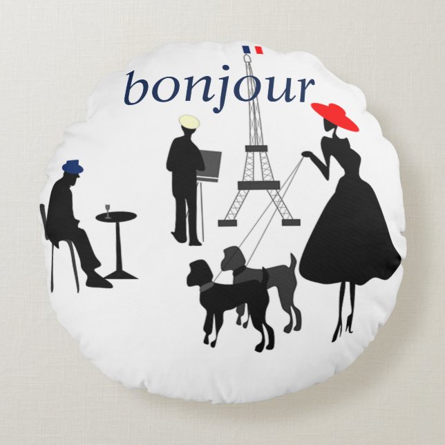 Coussins Ronds Bonjour Paris (Devant)