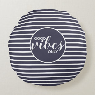 Coussins Ronds Bonne ambiance uniquement Typographie bleue et bla