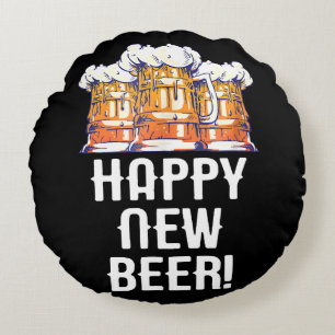 Coussins Ronds BONNE ANNÉE BIÈRE ! Soirée du Nouvel An Boire