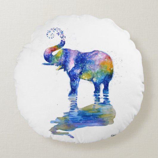 Coussins Ronds Bonne aquarelle d'éléphant (Devant)