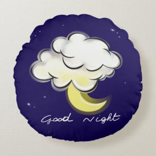 Coussins Ronds Bonne Nuit – Enfants de la Lune et du Nuage Mignon