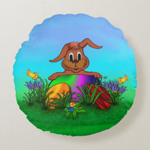 Coussins Ronds Bonne Pâques ! Lapin de Pâques