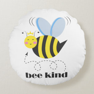 Coussins Ronds Bonne princesse d'abeille avec couronne et slogan