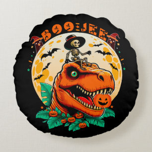 Coussins Ronds BOO-Jee Halloween : T-Rex & Skeleton Fun Design!