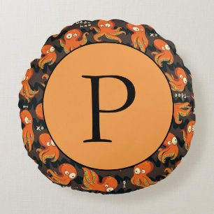 Coussins Ronds Boo Octopus Orange & Black Kids Vêtements & Décor