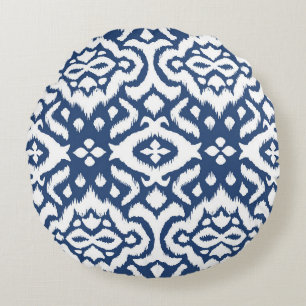 Coussins Ronds Bordure dentelle. Ikat motif sans soudure. Cravate