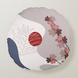 Coussins Ronds Botanique Boho Blue Magenta