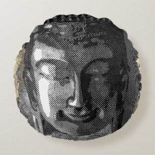 Coussins Ronds Bouddha sourire I - demi-ton noir + tes idées