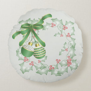 Coussins Ronds Bouges de rose verte Holly