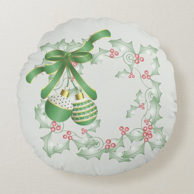 Coussins Ronds Bouges de rose verte Holly (Devant)