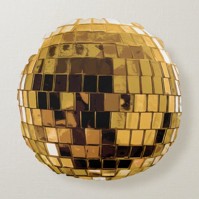 Coussins Ronds Boule disco dorée (Devant)