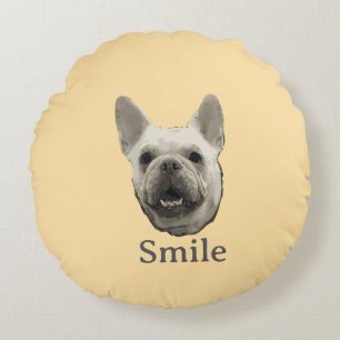 Coussins Ronds Bouledogue Français Beige Sourire
