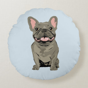 Coussins Ronds Bouledogue Français Gris