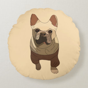 Coussins Ronds Bouledogue Français, pêche douce