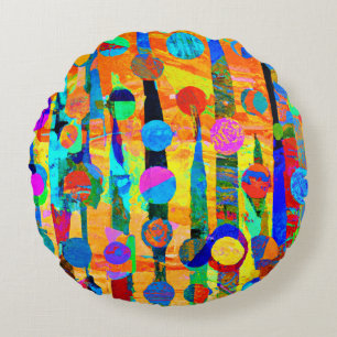 Coussins Ronds Boules colorées vives Art Motif