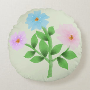 Coussins Ronds Bouquet de fleurs sauvages à l'aquarelle éthérée -