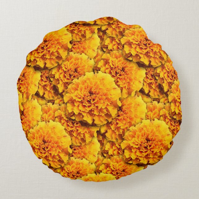 Coussins Ronds Bouquet de Marigold - orange doré (Dos)