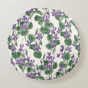 Coussins Ronds Bouquets aquarelles de violettes